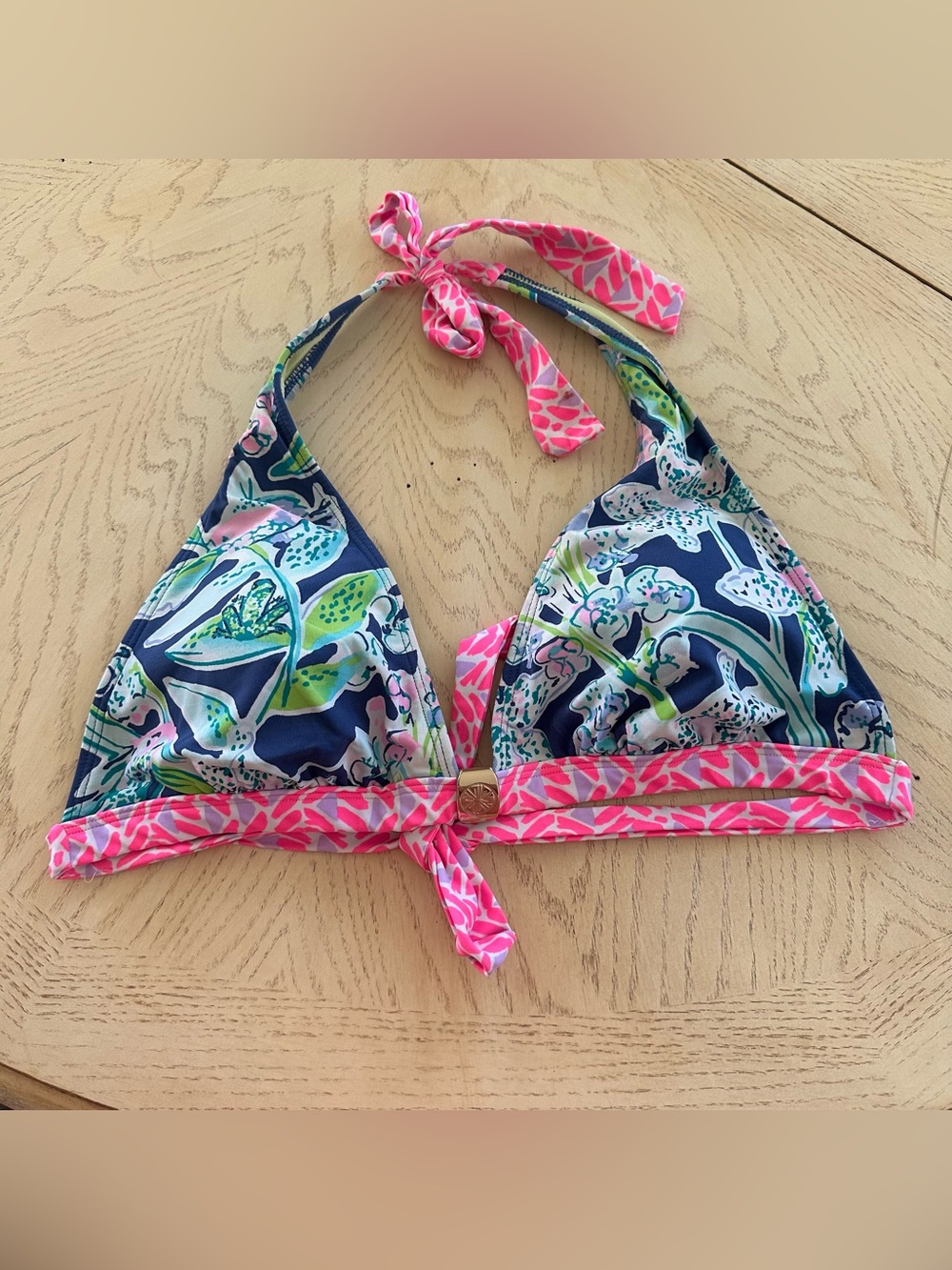 Lilly Pulitzer Noa Triangle Sway This Way Bikini Top Size 10